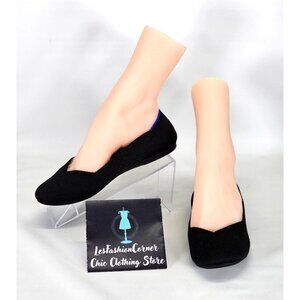 Rothy's  Womens Black and Electric Blue Signature Round Toe Flat Size 6.5 146